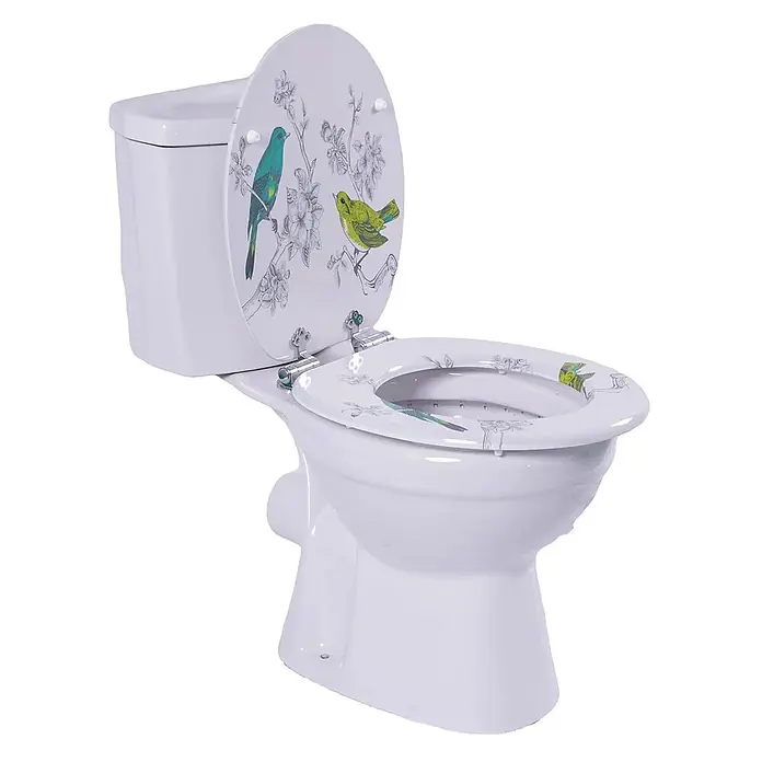 SAINOS WC-Sitz MDF WC-Sitz, Mehrfarbig, Universal-O-Form, Absenkautomatik, Unten - MDF, Mehrfarbig, Mit Absenkautomatik