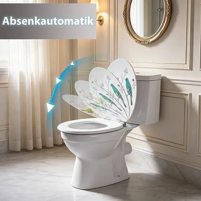 SAINOS WC-Sitz MDF WC-Sitz, Mehrfarbig, Universal-O-Form, Absenkautomatik, Unten - MDF, Mehrfarbig, Mit Absenkautomatik