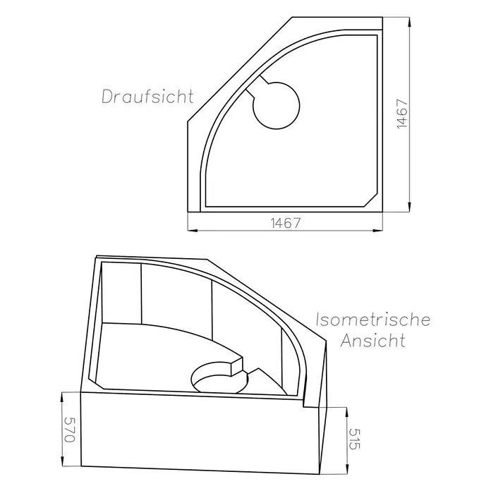 Interpromo Eckbadewanne Coralia Komplettset inkl. Wannenträger 140 x 140 - L x B: 140 x 140 cm, Acryl, Weiß