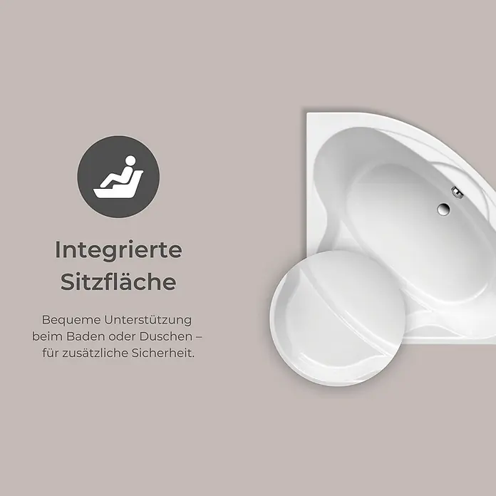 Interpromo Eckbadewanne Coralia Komplettset inkl. Fußgestell und Schürze 140 x 140 - L x B: 140 x 140 cm, Acryl, Weiß