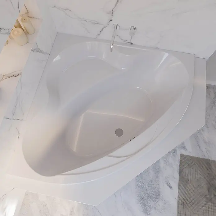 Interpromo Eckbadewanne Coralia Komplettset inkl. Wannenträger 140 x 140 - L x B: 140 x 140 cm, Acryl, Weiß