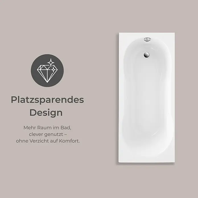 Interpromo Badewanne Ozea Komplettset inkl. Wannenträger 170 x 75 - 170 x 75 cm, Acryl, Weiß