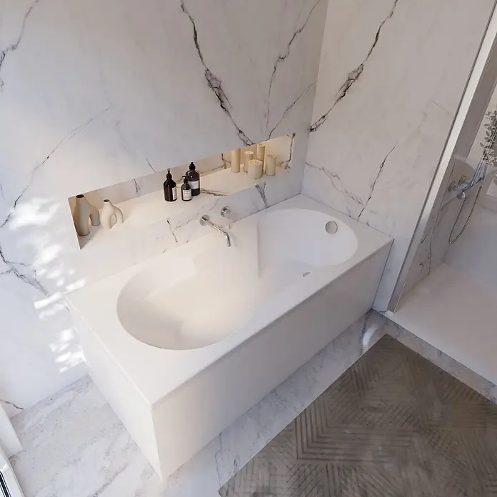 Interpromo Badewanne Ozea Komplettset inkl. Wannenträger 170 x 75 - 170 x 75 cm, Acryl, Weiß