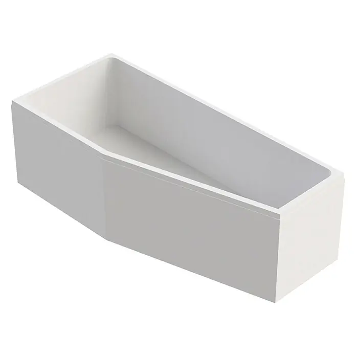 Interpromo Raumsparbadewanne Riva Links Komplettset inkl. Wannenträger 170 x 75 - 170 x 75 cm, Acryl, Weiß, Links
