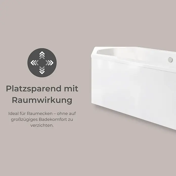 Interpromo Badewanne Fluvia Komplettset inkl. Fußgestell 190 x 80 - 190 x 80 cm, Acryl, Weiß