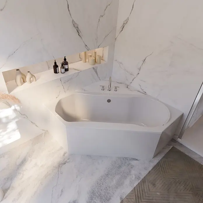 Interpromo Badewanne Fluvia Komplettset inkl. Fußgestell 190 x 80 - 190 x 80 cm, Acryl, Weiß