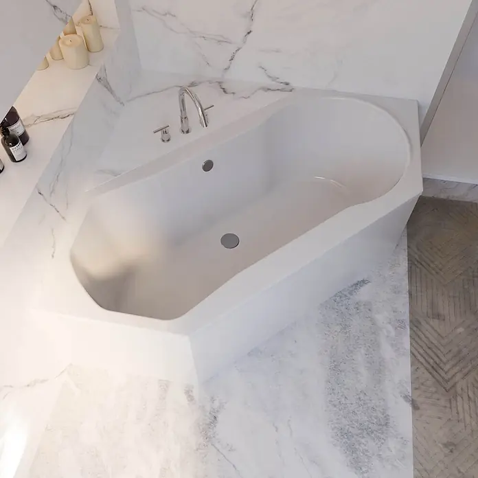 Interpromo Badewanne Fluvia Komplettset inkl. Fußgestell 190 x 80 - 190 x 80 cm, Acryl, Weiß