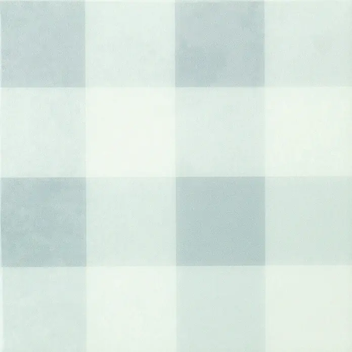 Smart Tiles Selbstklebemosaik Damier - 19,69 x 19,69 cm, Vichy, Matt - Hellblau-weißes Büffelkaromuster.