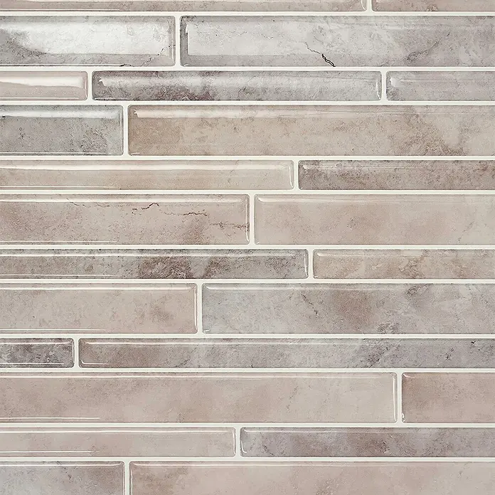 Smart Tiles Selbstklebemosaik Milano - 29,33 x 24,45 cm, Todi, Matt - Rechteckige Mosaikfliesen aus glänzendem Glas und mattem Stein-Look in verschiedenen Beige-, Grau- und Taupe-Tönen. Ideal für Spritzschutz.