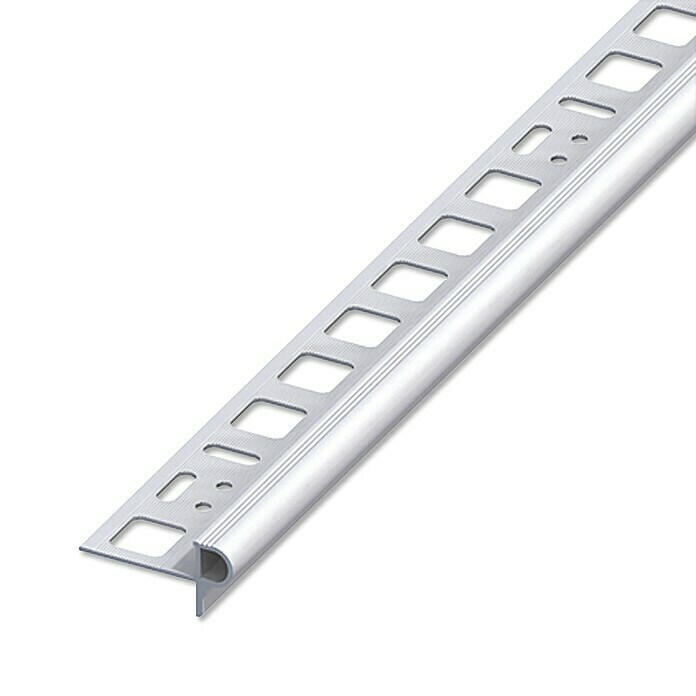 Treppenkantenprofil Florentiner (Aluminium, Silber, 1 m x 10 mm)