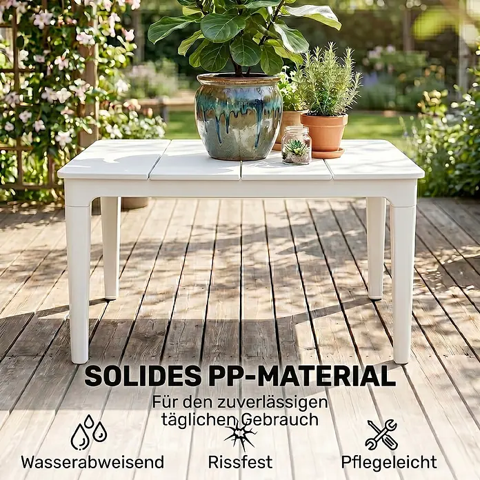 Outsunny Garten-Loungetisch - L x B x H: 70 x 53 x 39 cm, Kunststoff, Weiß
