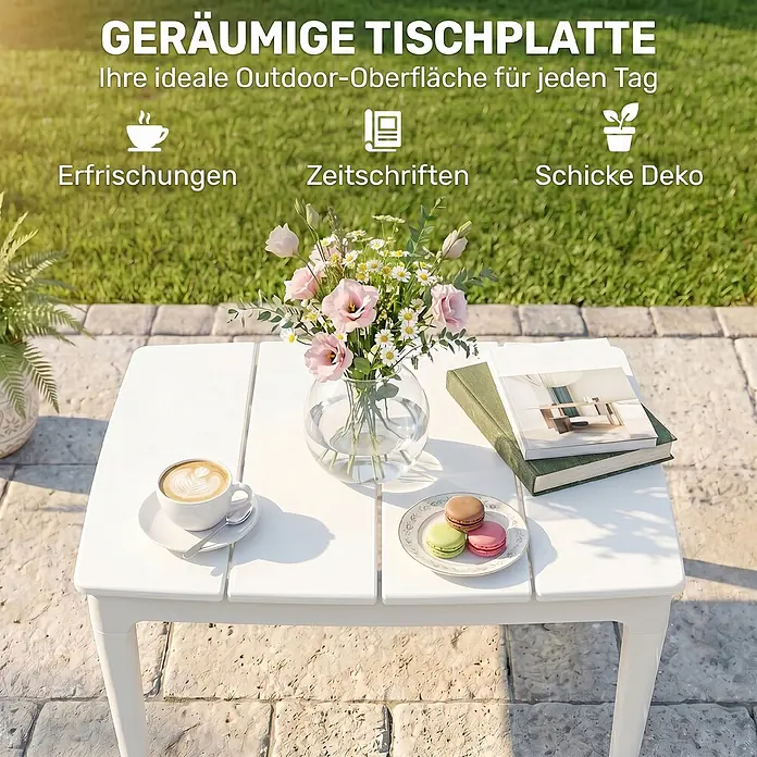 Outsunny Garten-Loungetisch - L x B x H: 70 x 53 x 39 cm, Kunststoff, Weiß