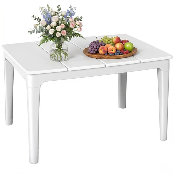 Outsunny Garten-Loungetisch - L x B x H: 70 x 53 x 39 cm, Kunststoff, Weiß