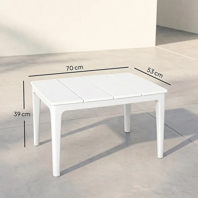 Outsunny Garten-Loungetisch - L x B x H: 70 x 53 x 39 cm, Kunststoff, Weiß