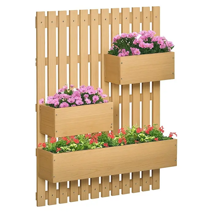 Outsunny Hochbeet - 60 x 16 x 80 cm, Holz, Naturholz