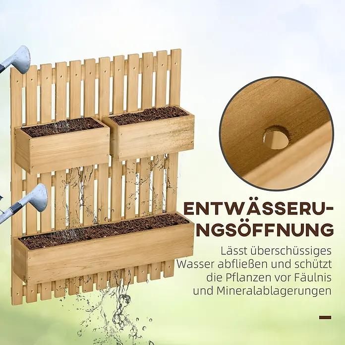 Outsunny Hochbeet - 60 x 16 x 80 cm, Holz, Naturholz