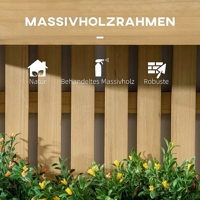 Outsunny Hochbeet - 60 x 16 x 80 cm, Holz, Naturholz