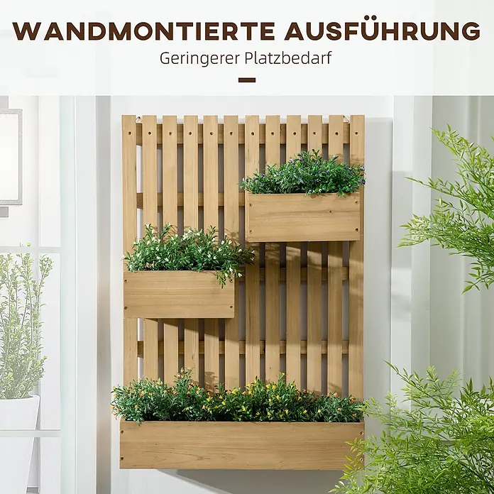 Outsunny Hochbeet - 60 x 16 x 80 cm, Holz, Naturholz