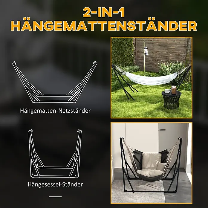 Outsunny Hängematten-Set - L x B x H: 263 x 89 x 100 cm, Stahl, Weiß