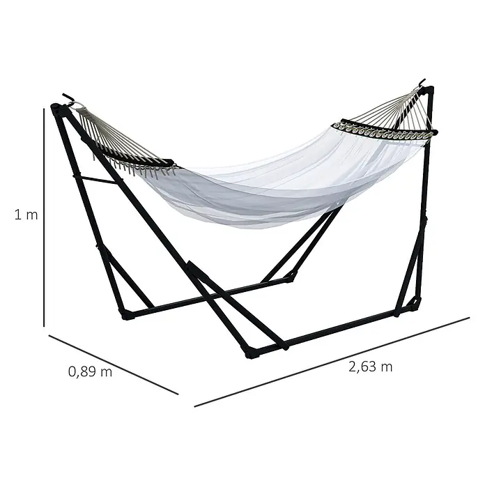 Outsunny Hängematten-Set - L x B x H: 263 x 89 x 100 cm, Stahl, Weiß