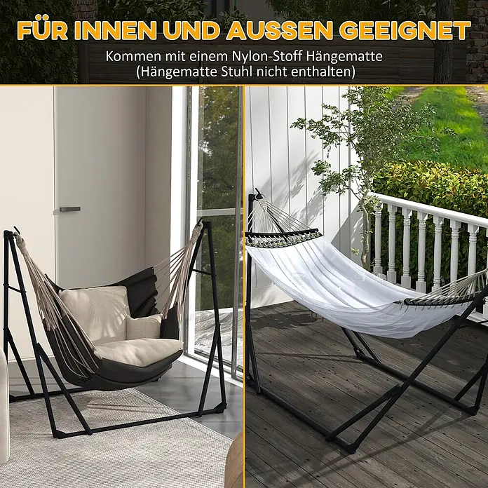 Outsunny Hängematten-Set - L x B x H: 263 x 89 x 100 cm, Stahl, Weiß