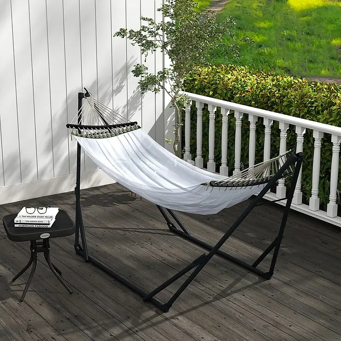 Outsunny Hängematten-Set - L x B x H: 263 x 89 x 100 cm, Stahl, Weiß