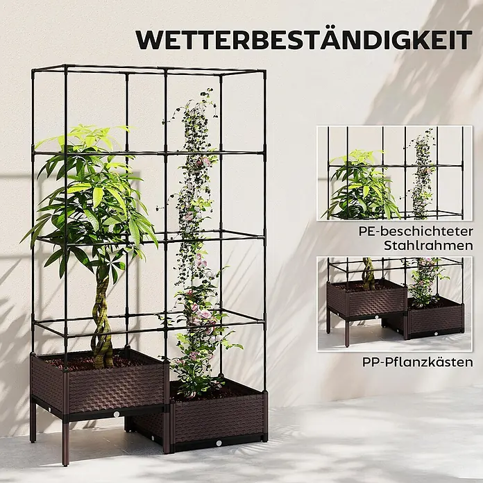 Outsunny Hochbeet - 100 x 50 x 174 cm, Stahl, Schwarz