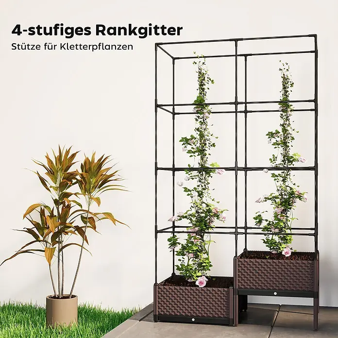 Outsunny Hochbeet - 100 x 50 x 174 cm, Stahl, Schwarz
