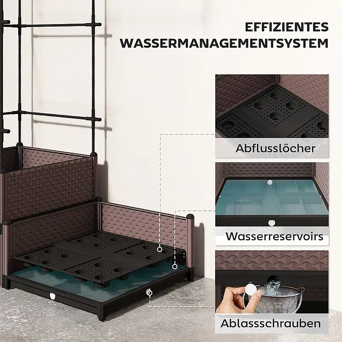 Outsunny Hochbeet - 100 x 50 x 174 cm, Stahl, Schwarz