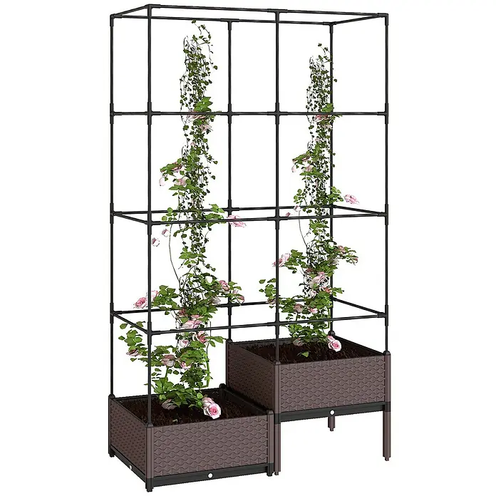 Outsunny Hochbeet - 100 x 50 x 174 cm, Stahl, Schwarz