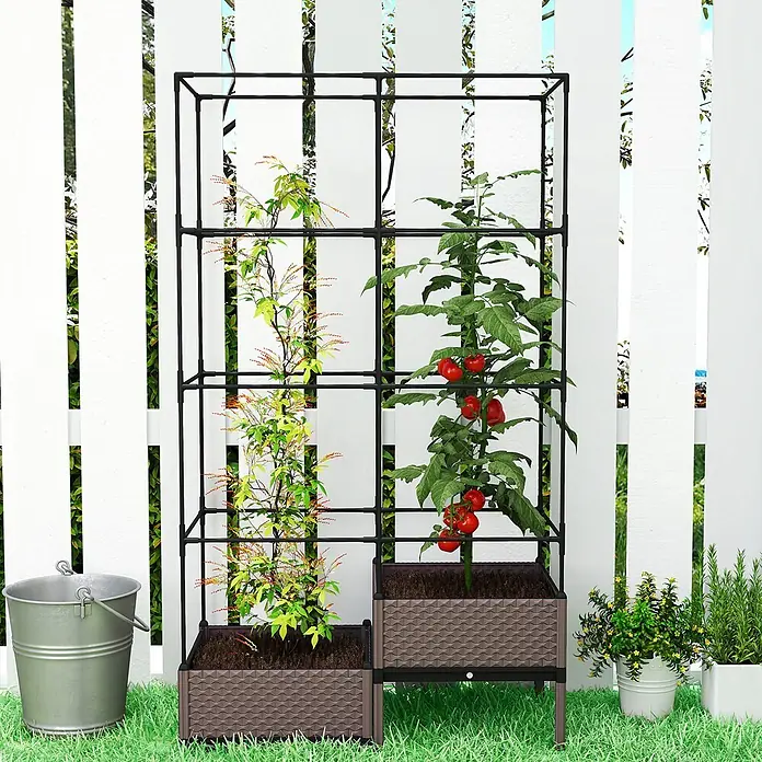 Outsunny Hochbeet - 100 x 50 x 174 cm, Stahl, Schwarz