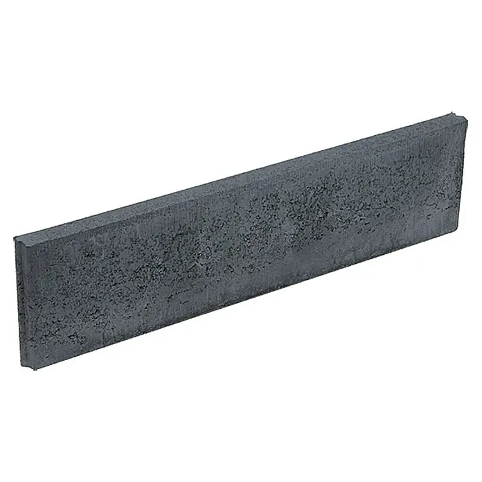 EHL Rasenkante - 100 x 5 x 25 cm, Anthrazit, Beton - Nahaufnahme eines rechteckigen Pflastersteins in dunklem Anthrazit mit rauer Oberfläche, ideal für Gartenwege und Terrassen.