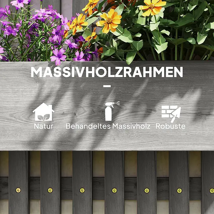 Outsunny Hochbeet - 60 x 16 x 80 cm, Holz, Grau