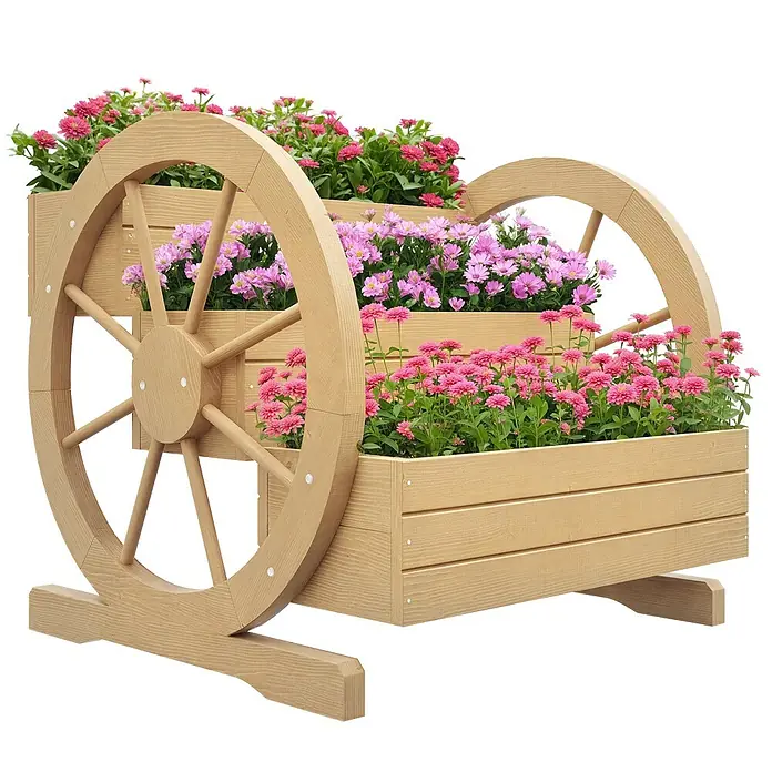 Outsunny Hochbeet - 62 x 61 x 57 cm, Holz, Naturholz