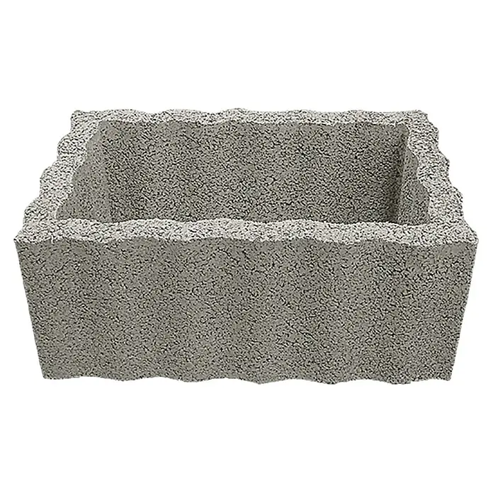 Christoph Pflanzstein Rasterstein - Grau, 60 x 40 x 25 cm, Beton - Beton-Pflanzgefäß mit gewelltem Rand, ideal für Garten oder Terrasse. Robust und dekorativ für Blumen und Pflanzen.