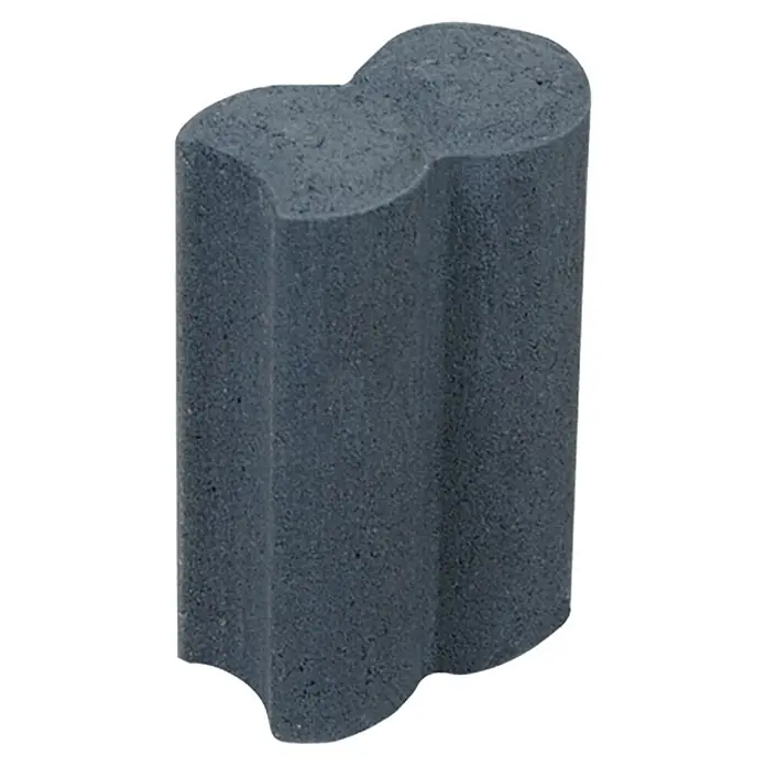 Christoph Palisaden-Randstein - Anthrazit, 9 x 6 x 15 cm, Beton - Das Bild zeigt einen grauen Reinigungsgummi für Werkzeuge. Er ist zylindrisch geformt und hat eine Aussparung an einer Seite.