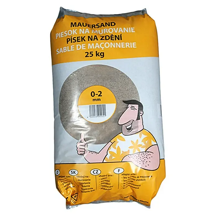 Mauersand - Körnung: 0 mm - 2 mm, 25 kg - Eine Packung Mauersand, geeignet für Mauerarbeiten und andere Bauprojekte. 25 kg Sack.