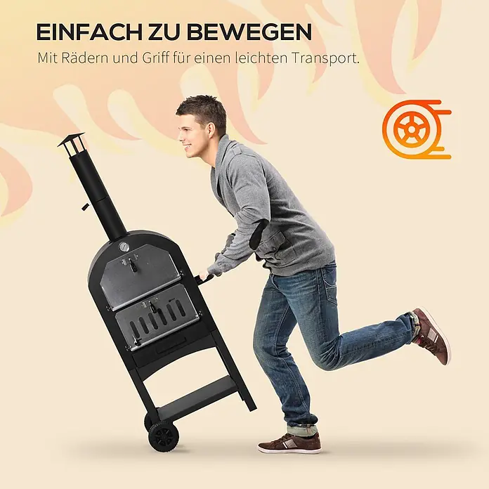 Outsunny Pizzaofen - Grillfläche (B x T): 41,5 x 36,5 cm