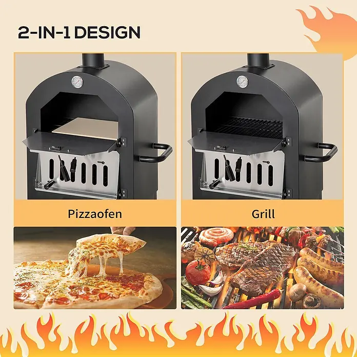 Outsunny Pizzaofen - Grillfläche (B x T): 41,5 x 36,5 cm