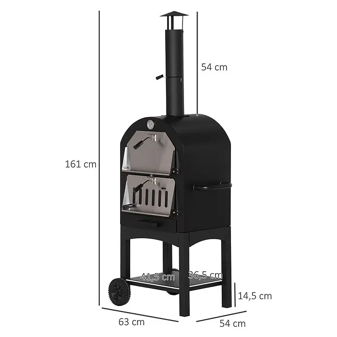 Outsunny Pizzaofen - Grillfläche (B x T): 41,5 x 36,5 cm