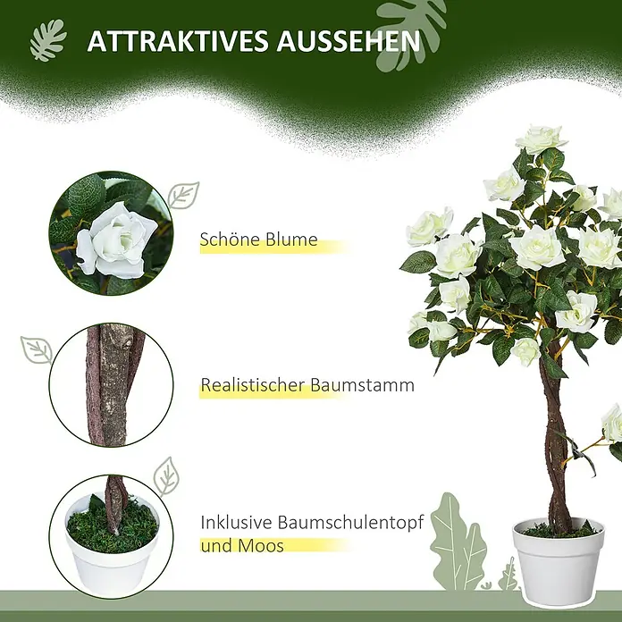 Outsunny Kunstblume - Höhe: 90 cm, Blütenfarbe: Weiß, Grün