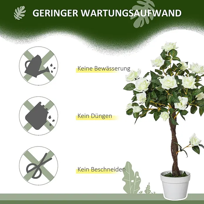 Outsunny Kunstblume - Höhe: 90 cm, Blütenfarbe: Weiß, Grün