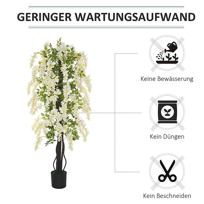Outsunny Kunstblume - Höhe: 165 cm, Blütenfarbe: Weiß, Grün