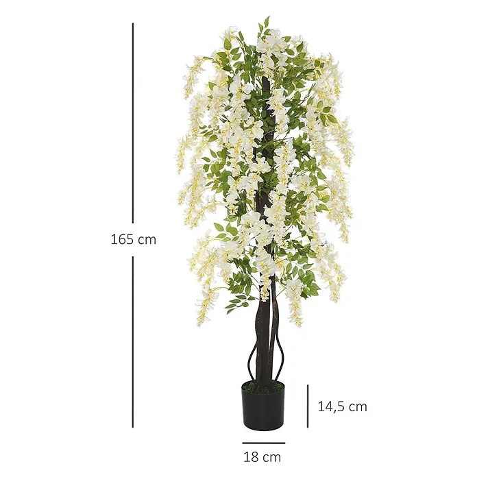 Outsunny Kunstblume - Höhe: 165 cm, Blütenfarbe: Weiß, Grün