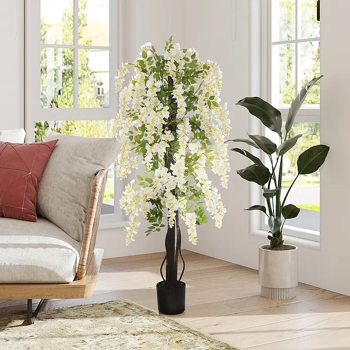 Outsunny Kunstblume - Höhe: 165 cm, Blütenfarbe: Weiß, Grün