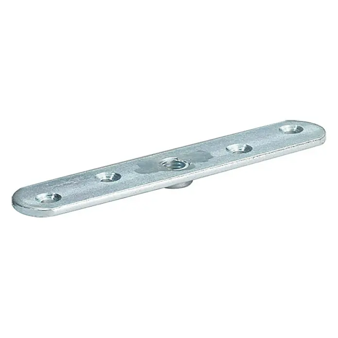 HBS Betz Anschraubplatte Typ 30 - Stahl, Länge: 170 mm - Metallverbinder zur stabilen Verbindung von Möbelteilen, ideal für Reparaturen und Eigenbauprojekte. Robuste Konstruktion mit mehreren Befestigungslöchern.