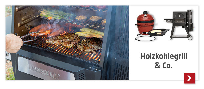 Holzkohlegrill mit Fleisch und Gemüse 