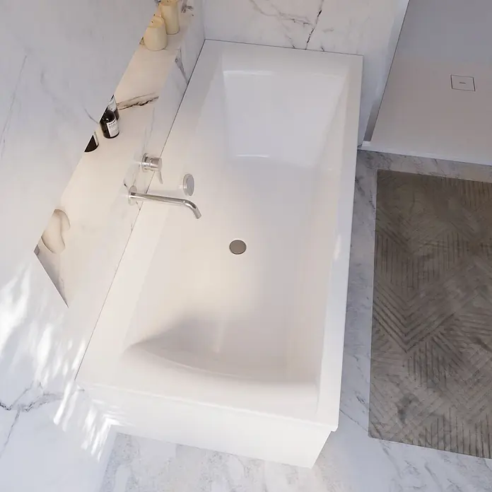 Interpromo Badewanne Onda Komplettset inkl. Fußgestell 180 x 80 - 180 x 80 cm, Acryl, Weiß