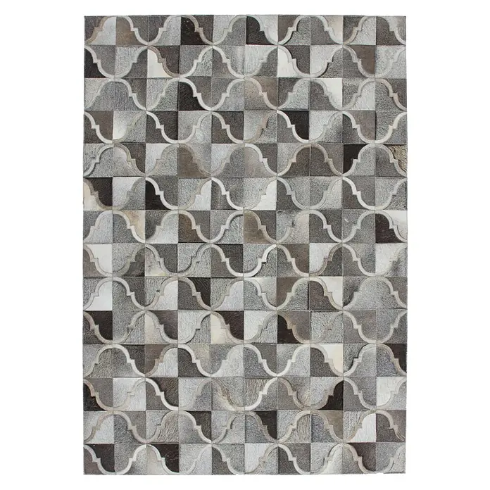 Kayoom Lederteppich Lavish 310 - Grau, 230 x 160 cm, 100 % Leder - Draufsicht