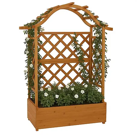 Hochbeet | HxBxT 138x110x44cm | Pflanz-/Blumenkasten | Natur | Pflanzkübel Rankgitter Rankhilfe Spalier Holz FSC®